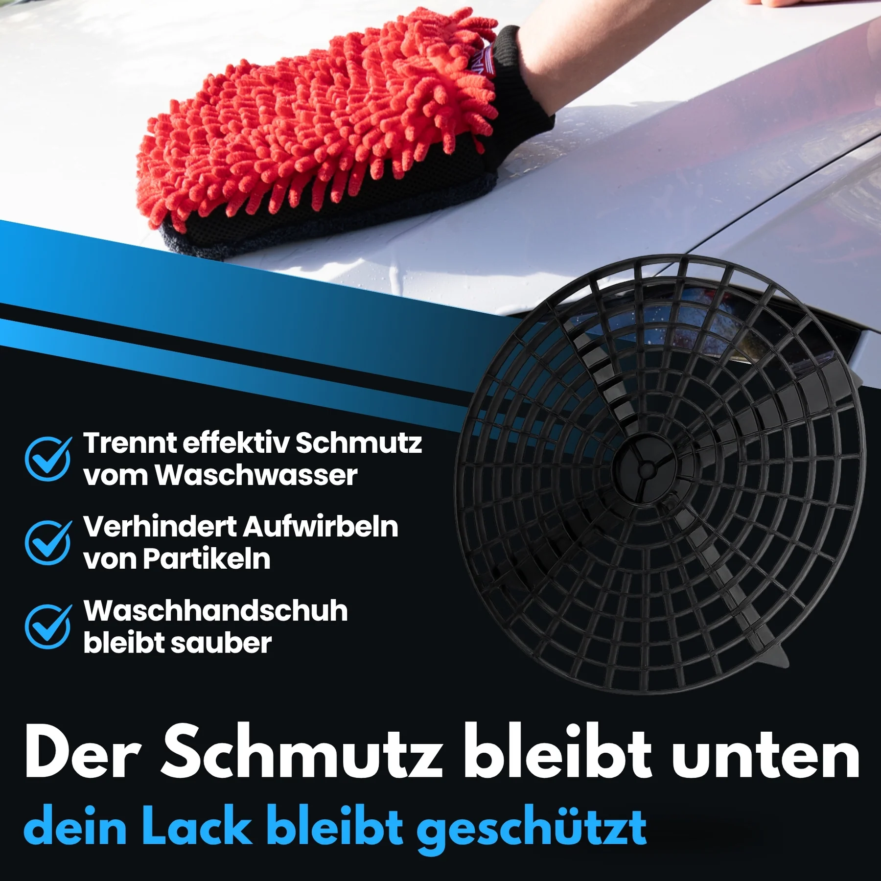 IVALITY Robuster 20L Wascheimer mit Schmutzsieb und Schraubdeckel für die perfekte Autowäsche