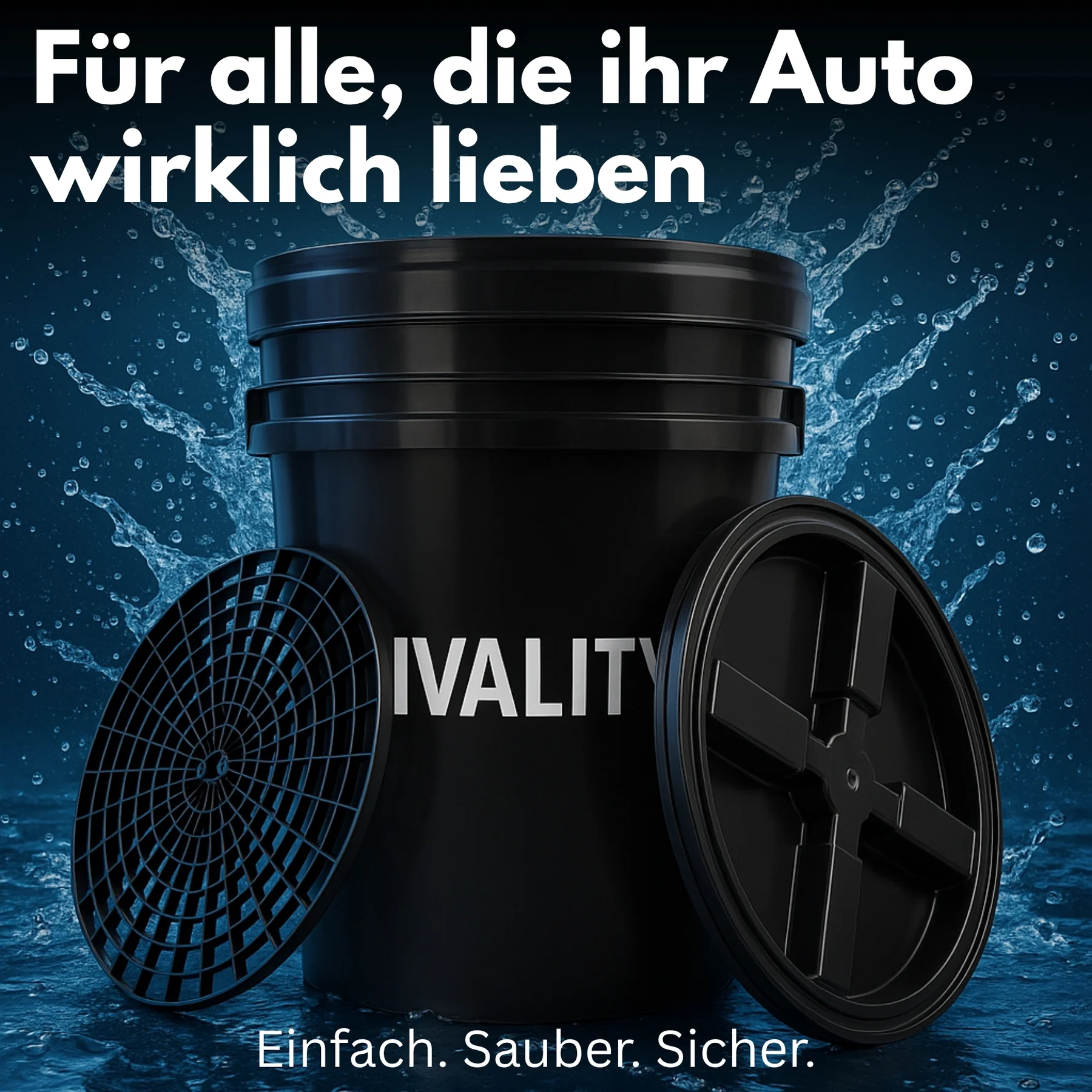 IVALITY Robuster 20L Wascheimer mit Schmutzsieb und Schraubdeckel für die perfekte Autowäsche