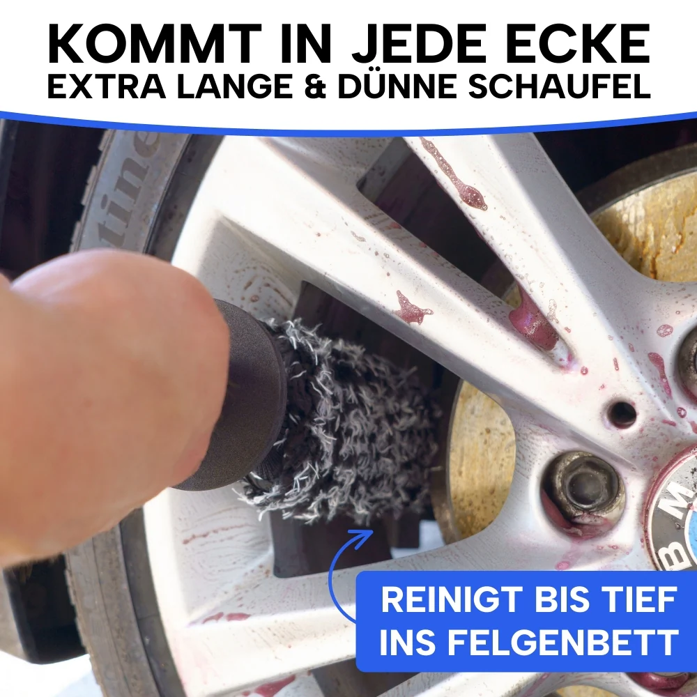 IVALITY Mikrofaser Felgenbürste Professional - Ultra dünn mit Wechselbezug - Kommt in jede Ecke