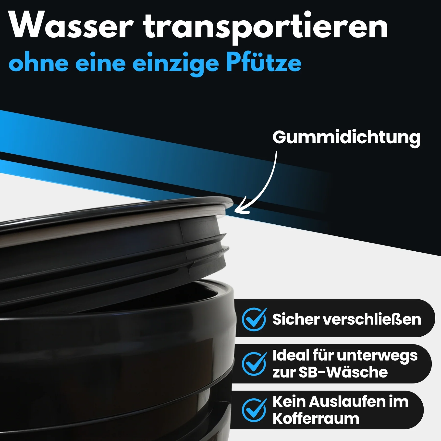 IVALITY Robuster 20L Wascheimer mit Schmutzsieb und Schraubdeckel für die perfekte Autowäsche