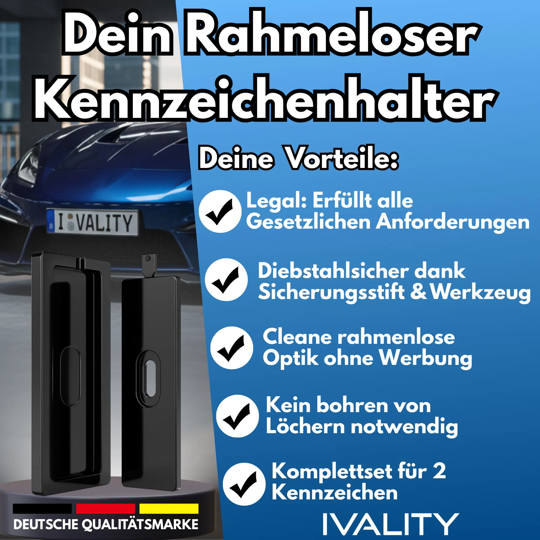 IVALITY PlateLock Kennz. Halter - Auf der Stoßstange