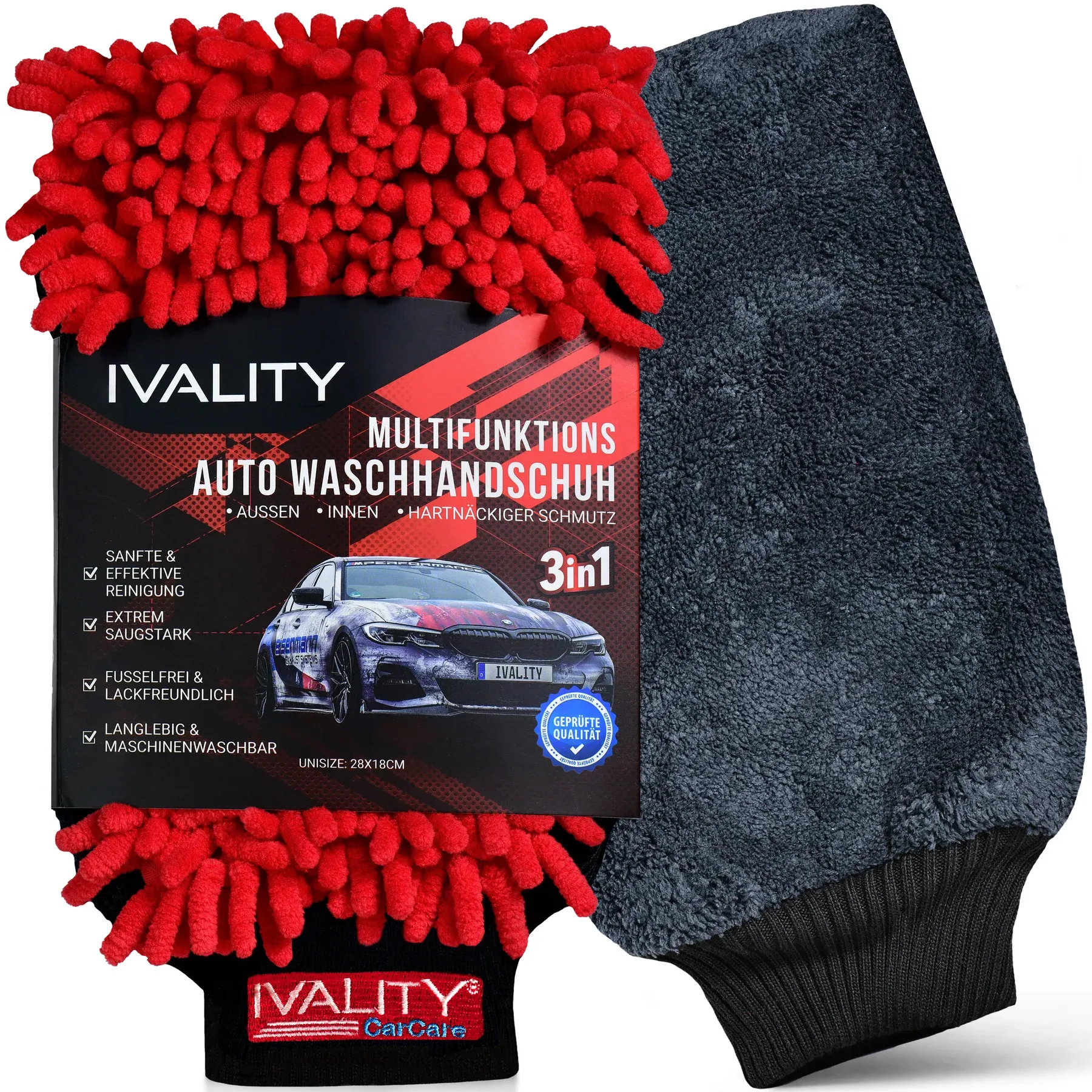 IVALITY Waschhandschuh - 3 Seiten für jeden Schmutz