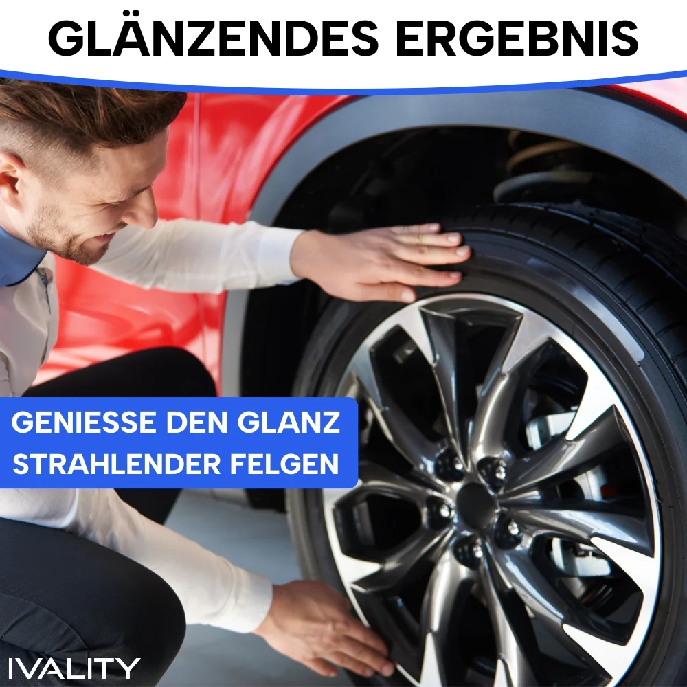 IVALITY Mikrofaser Felgenbürste Professional - Ultra dünn mit Wechselbezug - Kommt in jede Ecke