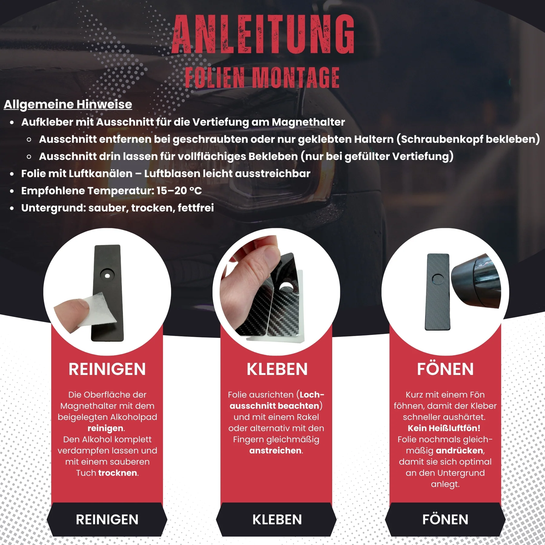 IVALITY Klebe Folien für Magnete auf der Stoßstange