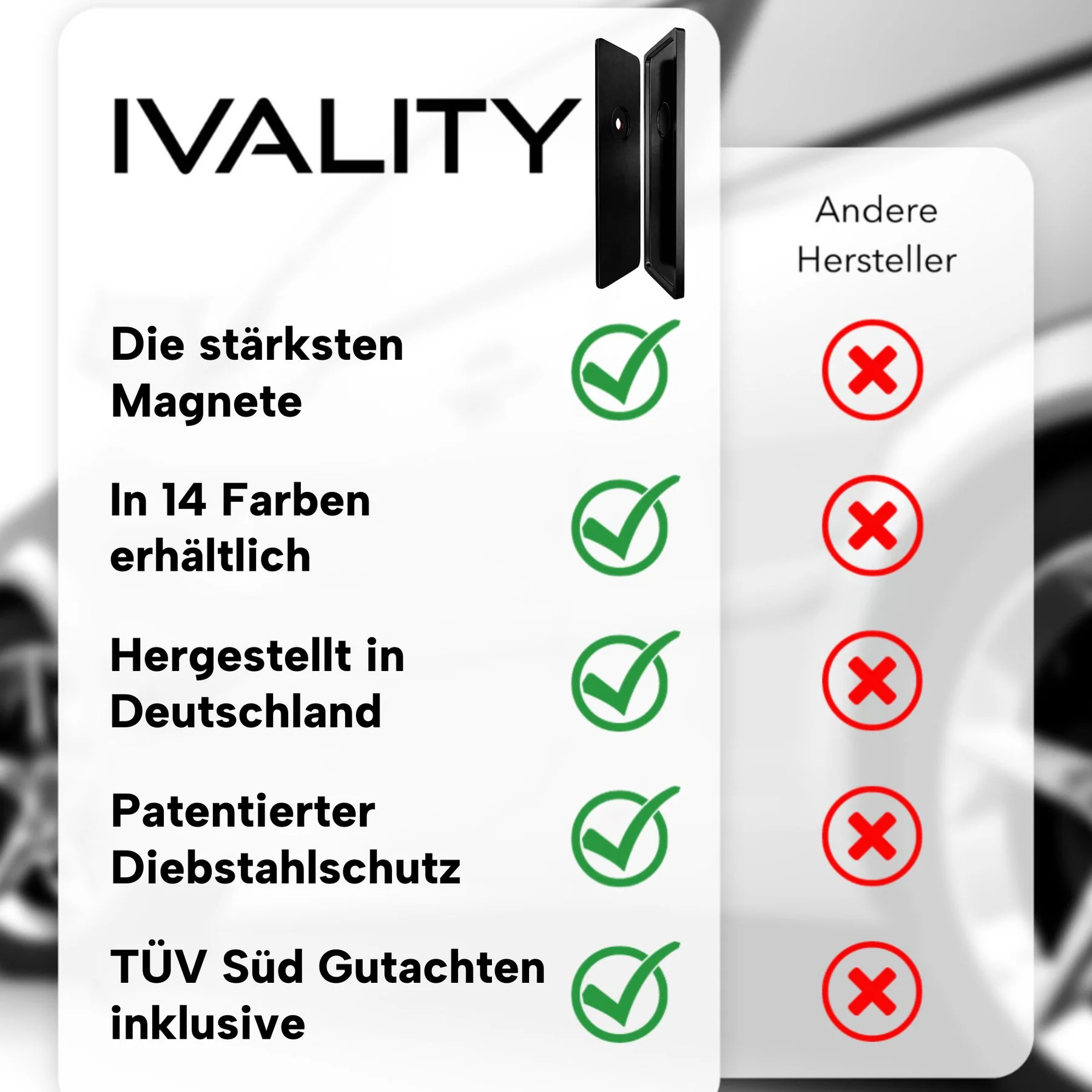 IVALITY Magnet Kennz. Halter - Auf der Stoßstange