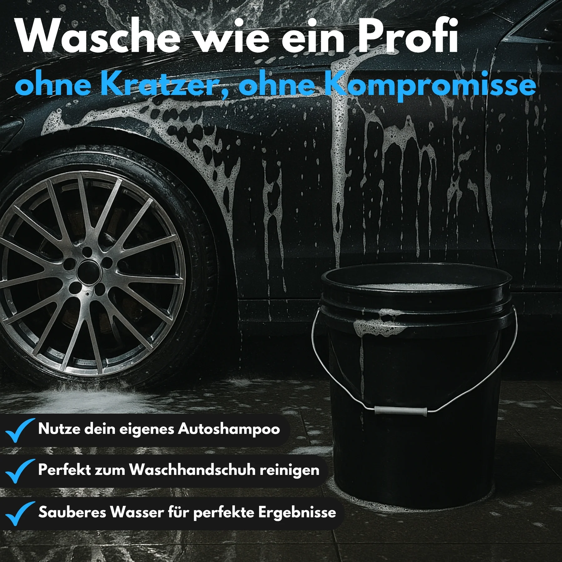 IVALITY Robuster 20L Wascheimer mit Schmutzsieb und Schraubdeckel für die perfekte Autowäsche