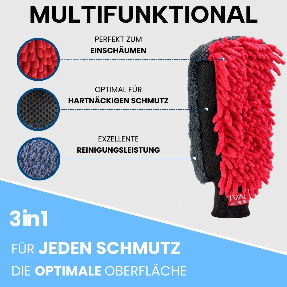 IVALITY Waschhandschuh - 3 Seiten für jeden Schmutz