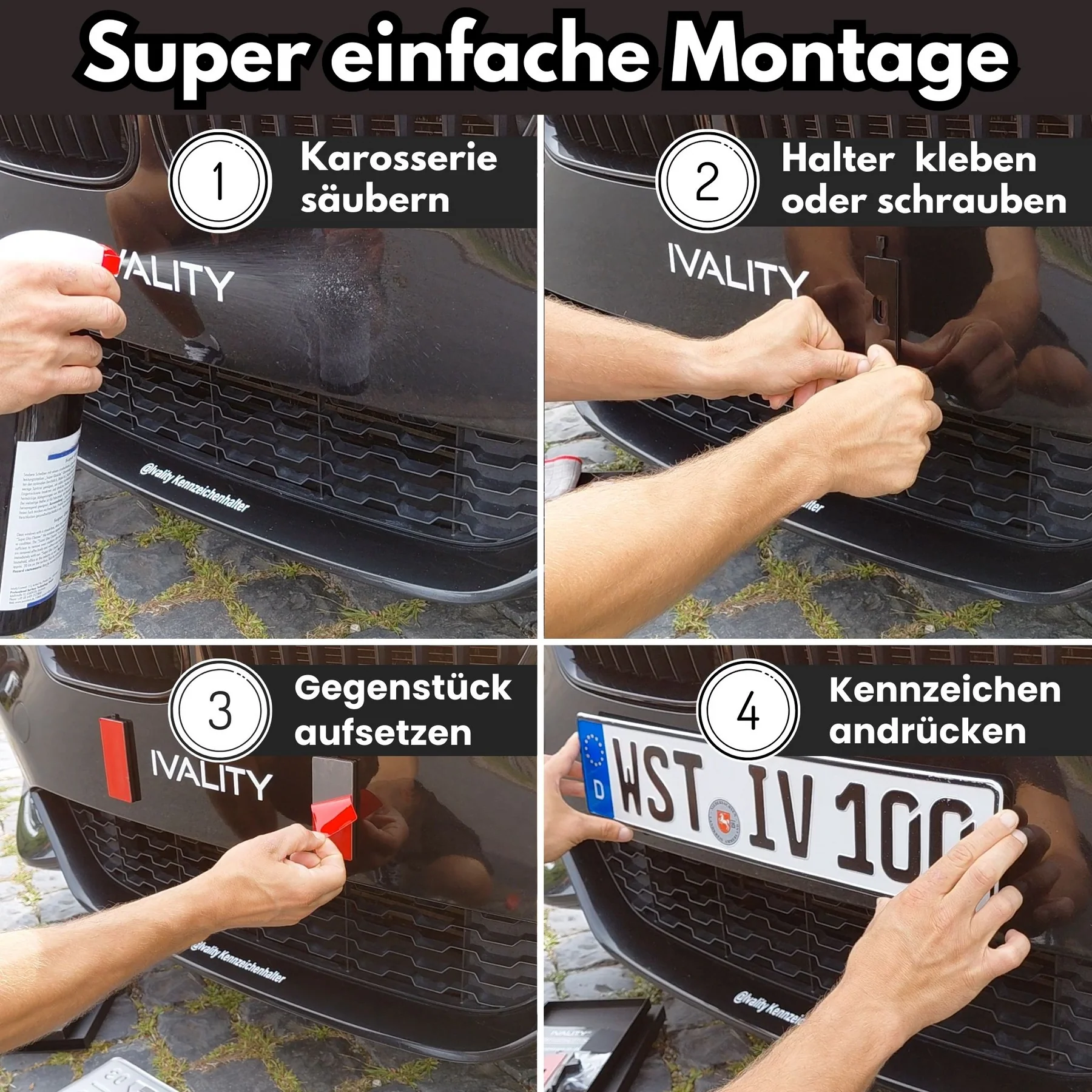 IVALITY PlateLock Kennz. Halter - Auf der Stoßstange