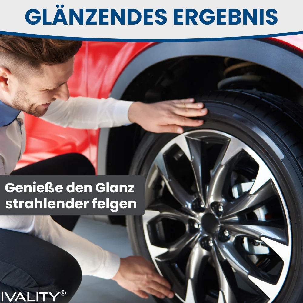 IVALITY Mikrofaser Felgenbürste Klein - Ultra dünn mit Wechselbezug - Kommt in jede Ecke